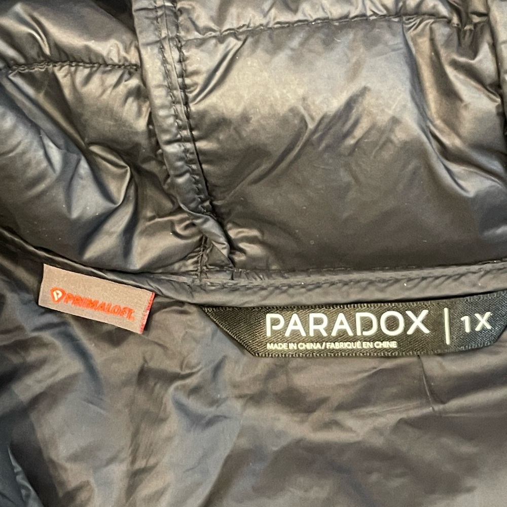Paradox Mens Puffy Long Outerwear Winter Jacket with Hood Black 1X - Picture 9 of 10